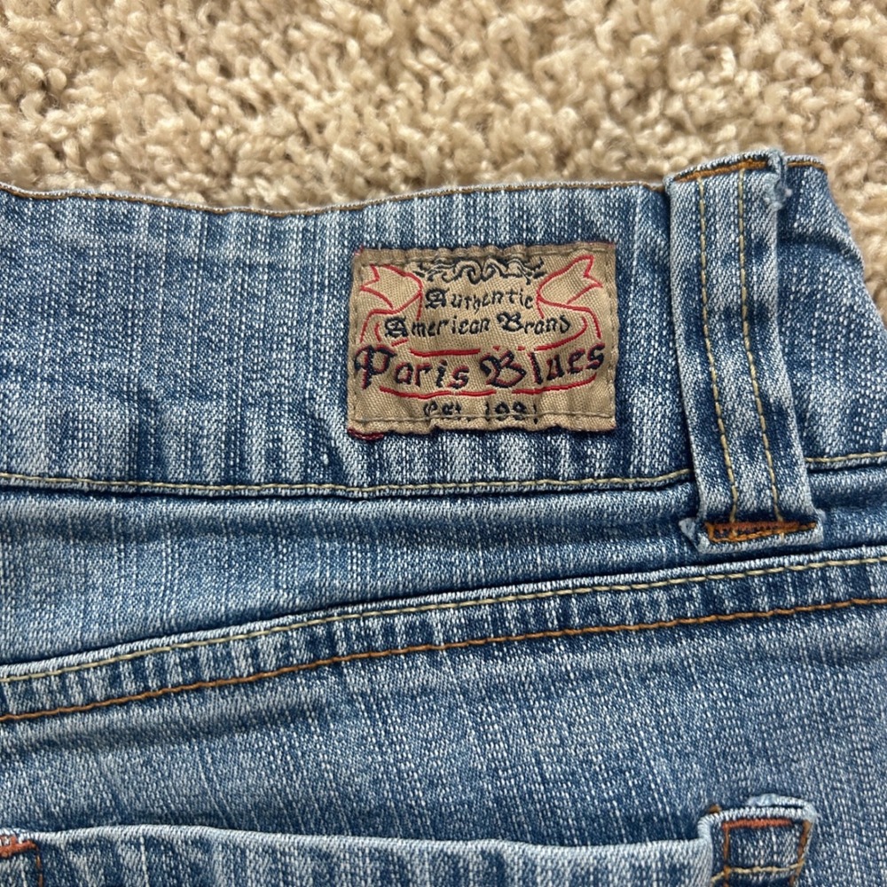 Paris Blues Denim Shorts juniors 7 Blue Frayed Raw Hem boho western teencore - Picture 3 of 9